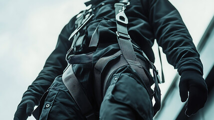 Person in Tactical Gear with Harness