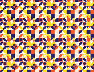 geometric background with Yellow, navy, orange, and cream color combination