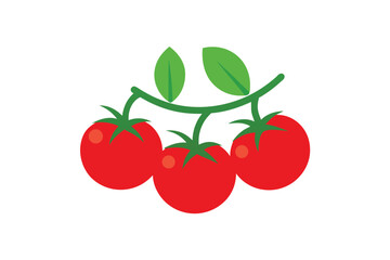 red tomato with green leaves