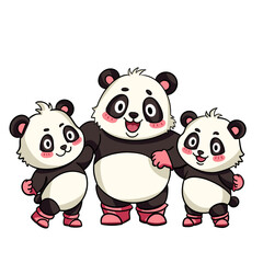 A cute panda wearing pink boots and gloves.