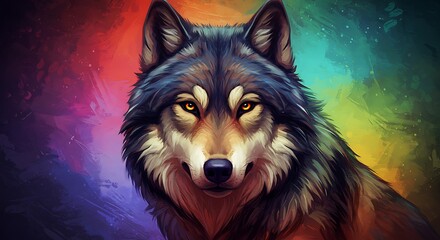 Rainbow Wolf: A Painted Gaze