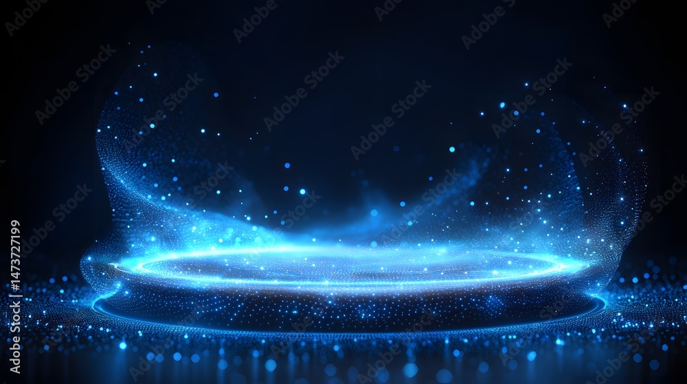 Aufkleber a shimmering blue platform glows ethereally against the dark backdrop. tiny lights form a futuristic