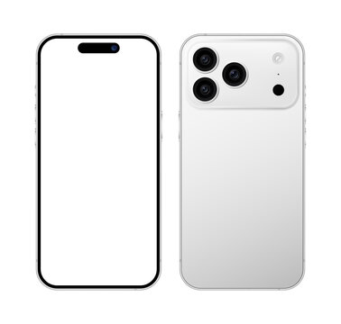 Apple iPhone 17 Pro Max latest 2025 Smartphone Device Front Back View Vector Illustration. Realistic Mobile Phone Blank Display Template With Camera