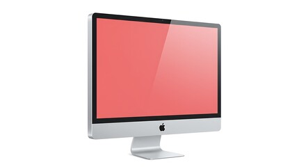 Sleek Silver iMac, Coral Glow Screen