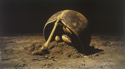 Obraz premium Seedpod on earth, revealing seeds