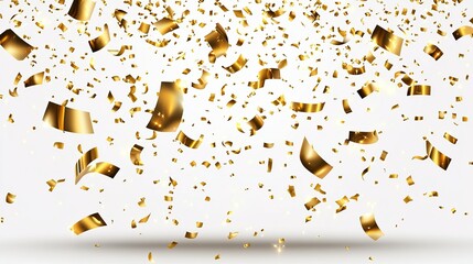 Gold confetti falling on a white background (77)