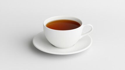A cup of tea on a saucer.