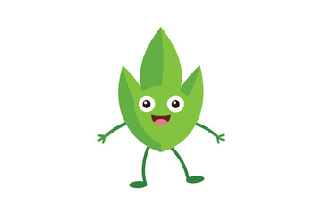 vector illustration of a green leaf with a flower