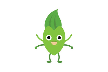 vector illustration of a green leaf with a flower
