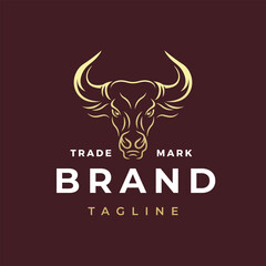 Bull Head Design. Abstract Stylized Bull Head with Horns icon. Logotype for steak house, meat restaurant or butchery. Taurus symbol. Vector illustration.
