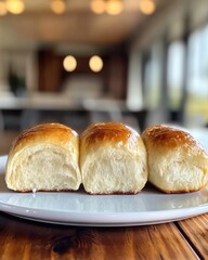 Three golden rolls on a plate