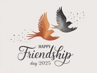 Obraz premium Happy Friendship Day Text with Birds