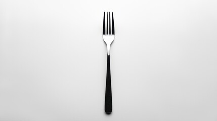 A fork with a black handle and silver tines.