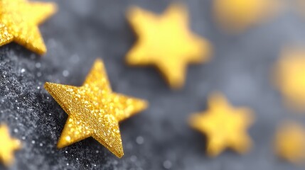 Golden Starry Arrangement on Textured Surface Celebration Festive Design Element