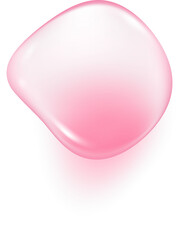 Pink water drop. 3d jelly serum and cosmetic transparent oil. Liquid gel and cream for skincare. Soap bubble of shampoo and shower gel.