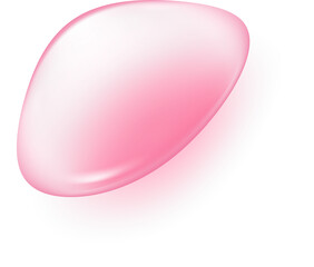 Pink water drop. 3d jelly serum and cosmetic transparent oil. Liquid gel and cream for skincare. Soap bubble of shampoo and shower gel.