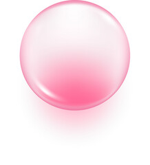 Pink water drop. 3d jelly serum and cosmetic transparent oil. Liquid gel and cream for skincare. Soap bubble of shampoo and shower gel.