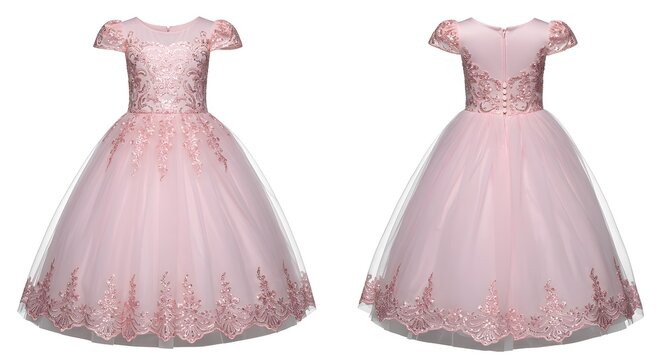 Elegant pale pink formal dress for girls, a stunning choice for flower girls, weddings, communions, or pageants.