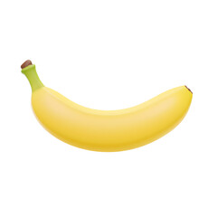 Single yellow banana isolated on transparent background