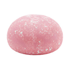 Single pink mochi dessert isolated against transparent background