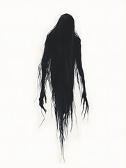 Fototapeta premium A spectral figure, shrouded in darkness, its form elongated and ethereal, with long, shadowy tendrils flowing from its body. Its face is obscured, adding to the sense of mystery and intrigue. 