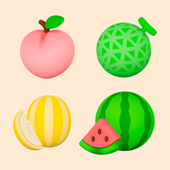 summer, fruits, food, 3d, object