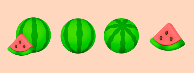 watermelon, fruits, food, 3d, object