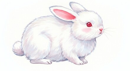 Obraz premium Adorable redeyed bunny watercolor painting