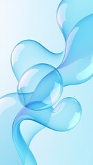 Blue Abstract Design Featuring Smooth Transparent Bubbles and Waves