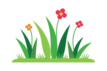 Vector Illustration of Grass and Flower Design 