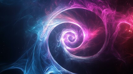 Naklejka premium A vibrant, colorful swirl dominates a stark black background.