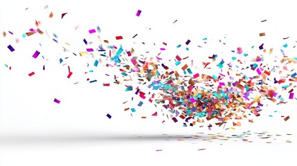 Colorful confetti explosion on a white background