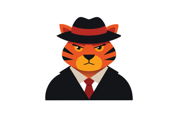Obraz premium Mafia Tiger Character with Hat