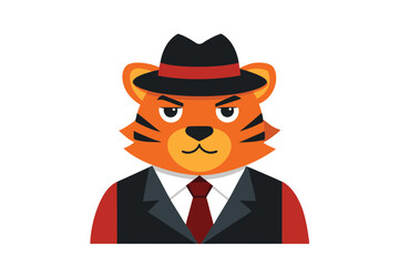 Mafia Tiger Character with Hat