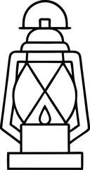 Oil Lamp Line Icon. old kerosene lamp vector icon. camping lantern