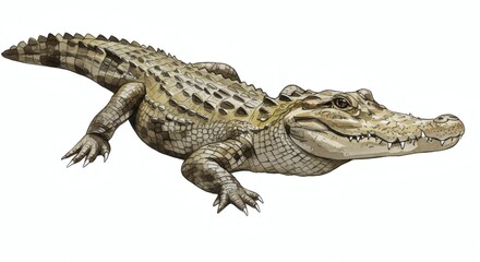 Naklejka premium Alligators Textured Hide Captured in Watercolor