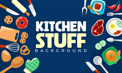 kitchen utensil hand draw background with placement