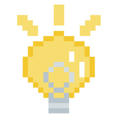 ドット絵のひらめき電球のかわいいイラスト