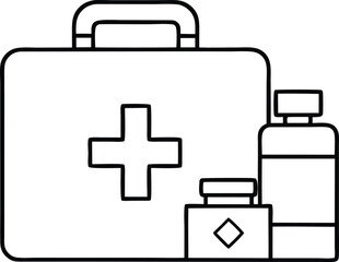 Obraz premium First Aid Kit and Med Kit Icon Vector Design on White Background.