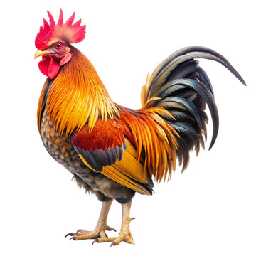 Rooster Image Colorful Farm Animal Photograph isolated on transparent background