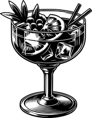 Cocktail Silhouette Illustration Negroni