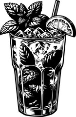 Cocktail Silhouette Illustration Mojito