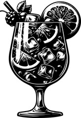 Cocktail Silhouette Illustration Sangria