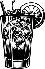 Cocktail Silhouette Illustration Tom Collins