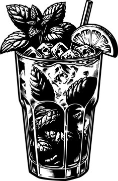 Cocktail Silhouette Illustration Mojito