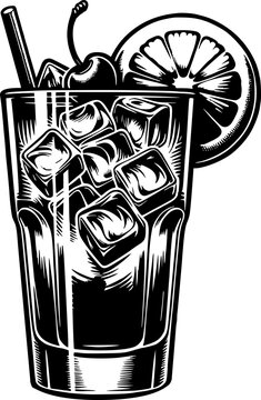 Cocktail Silhouette Illustration Tom Collins