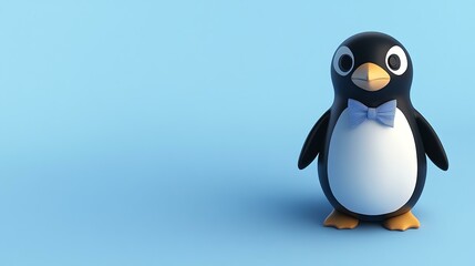 Naklejka premium A penguin wears a festive bow on its head.