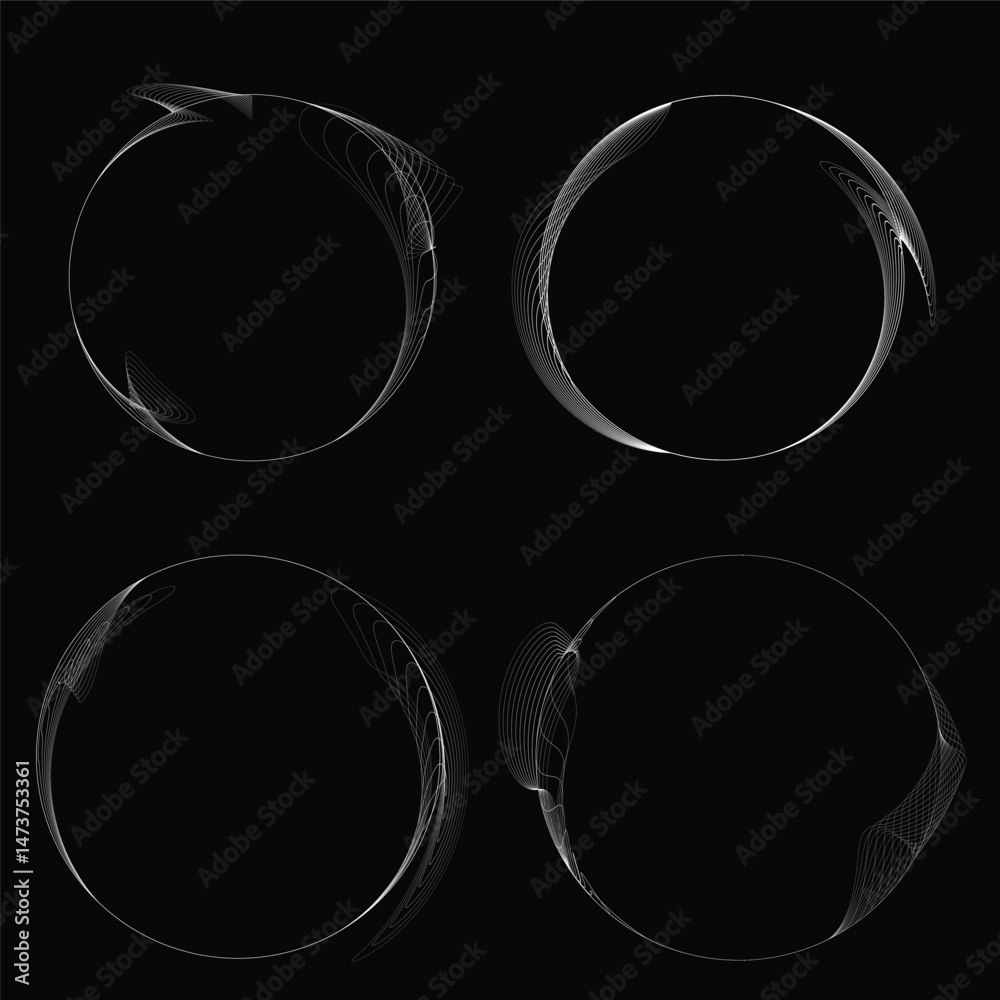 Fototapete lines in circle form . rotate rounded shape vector illustration .rotating circles form a ring.rotati