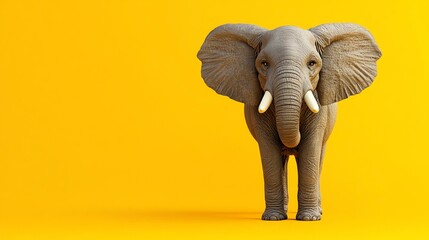 Obraz premium An elephant stands prominently against a bright yellow background. It’s a simple, clean image of the majestic animal.