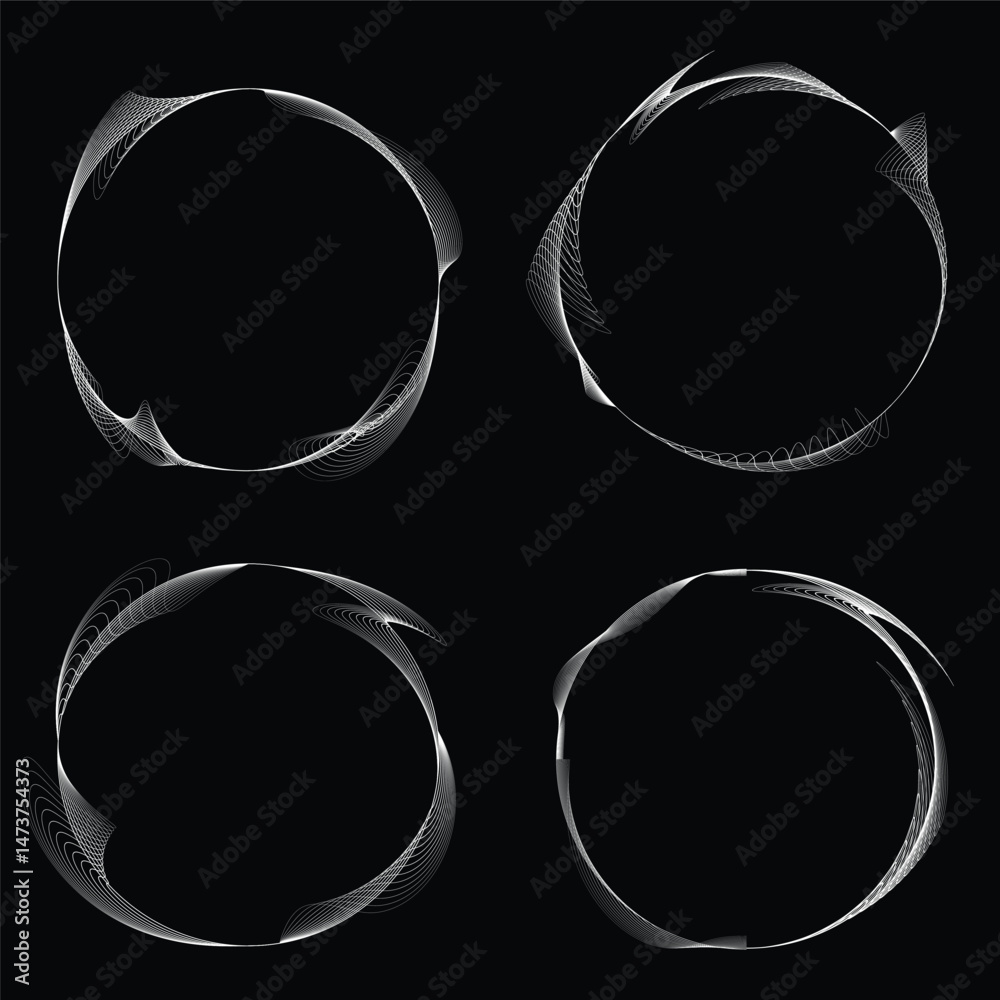 Fototapete lines in circle form . rotate rounded shape vector illustration .rotating circles form a ring.rotati